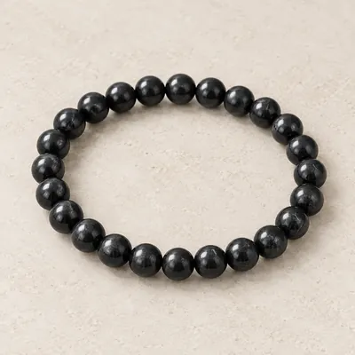 Bracciale di perle tonde in shungite