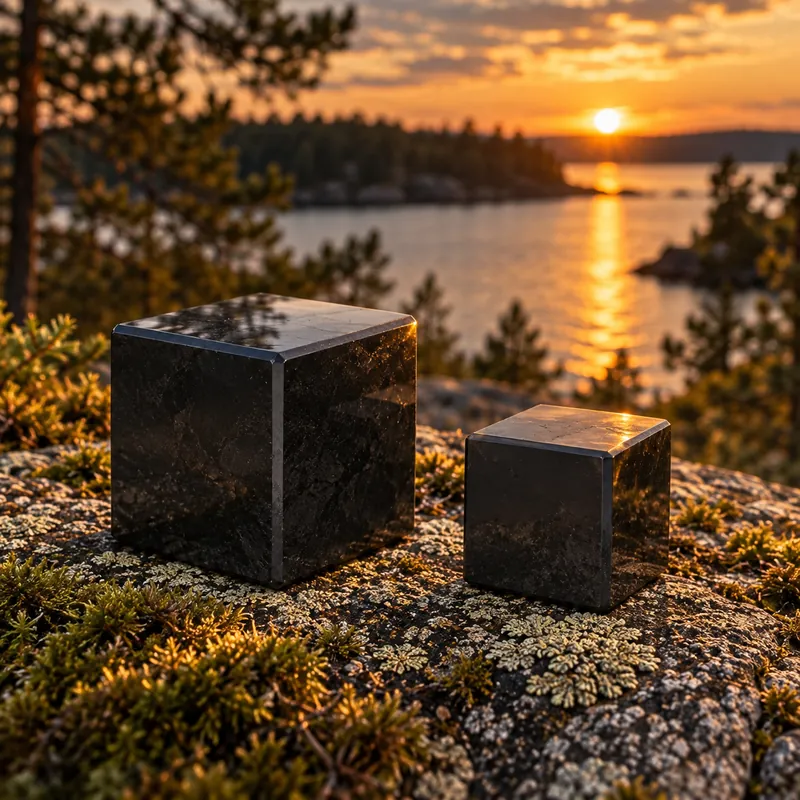 Cubo lucidato in shungite – ambientata