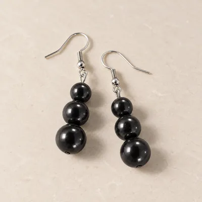 Orecchini con tre perline in shungite – foto principale