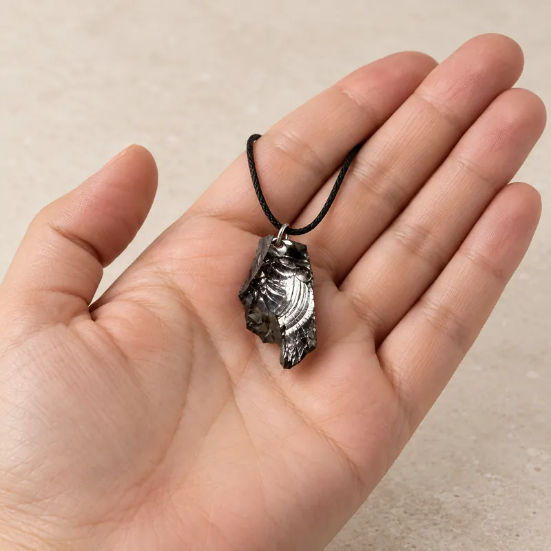 Pendente Cristallo in shungite – in mano