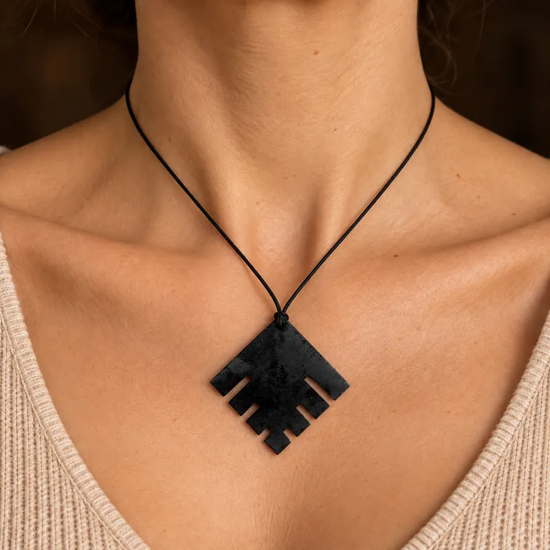Pendente ornamento 4,5 cm in shungite – indossato
