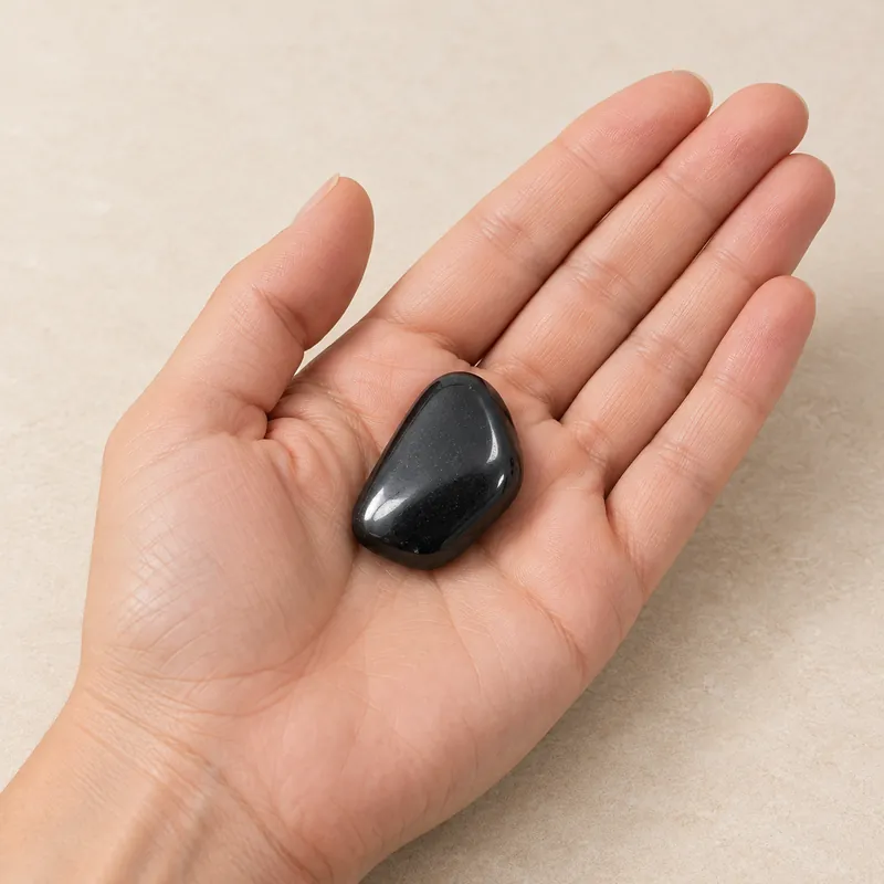 Pietre burattate lucidate 2-4 cm in shungite – in mano