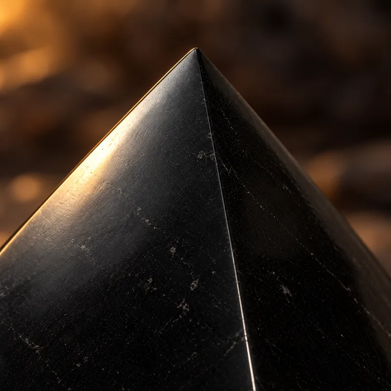 Piramide lucidata in shungite – dettaglio