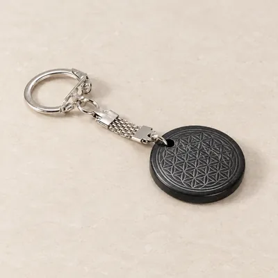 Portachiavi cerchio 30 mm con Fiore della Vita in shungite – foto principale