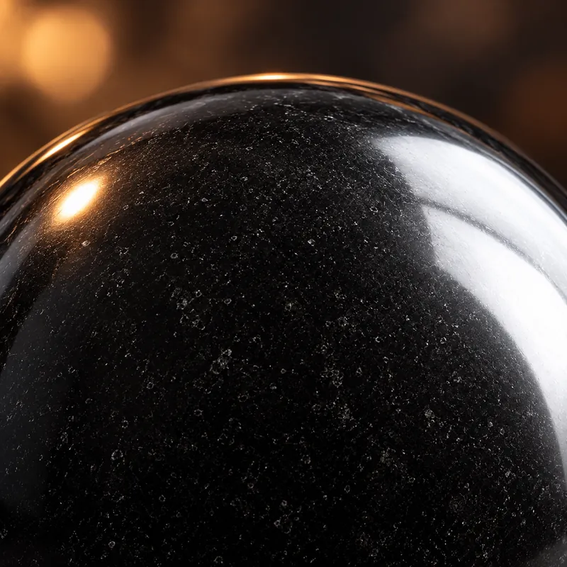 Sfera lucidata in shungite – dettaglio