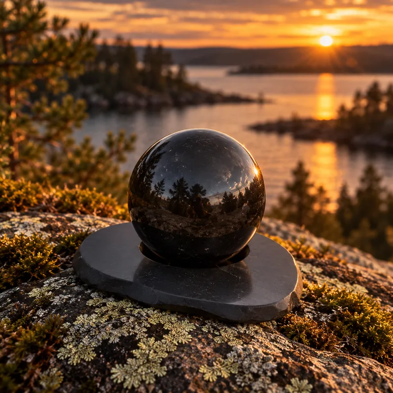 Supporto per sfera in shungite – ambientata